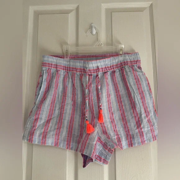 Boden Striped Tassel Shorts | Size 10 US | Cotton Blend Summer Lounge - Picture 3 of 10